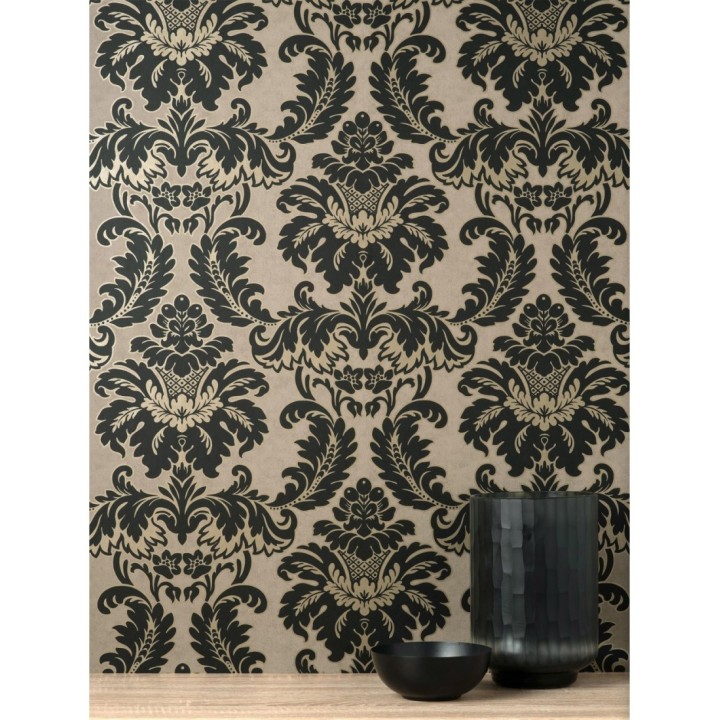 Papel pintado damasco moderno con ligero efecto metalizado - James Damask 681242