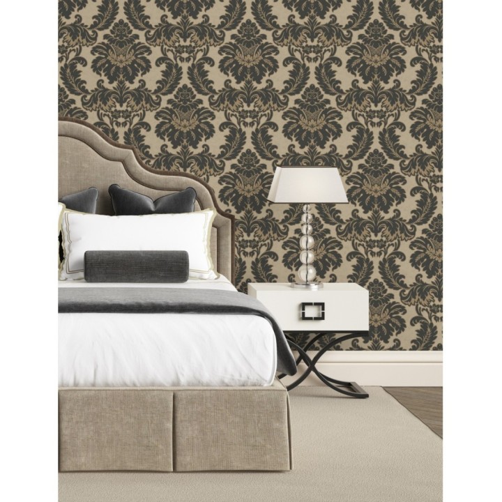 Papel pintado damasco moderno con ligero efecto metalizado - James Damask 681242