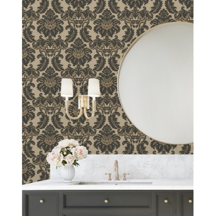 Papel pintado damasco moderno con ligero efecto metalizado - James Damask 681242