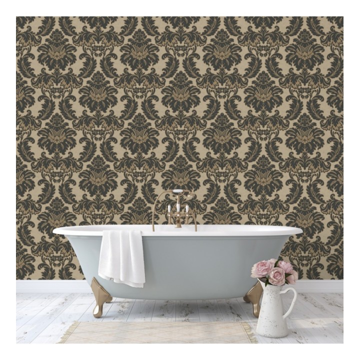 Papel pintado damasco moderno con ligero efecto metalizado - James Damask 681242