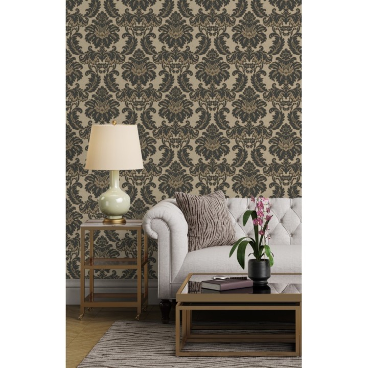 Papel pintado damasco moderno con ligero efecto metalizado - James Damask 681242