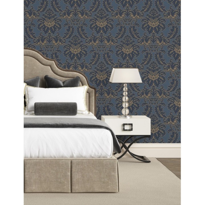 Papel pintado damasco moderno con ligero efecto metalizado - James Damask 681243