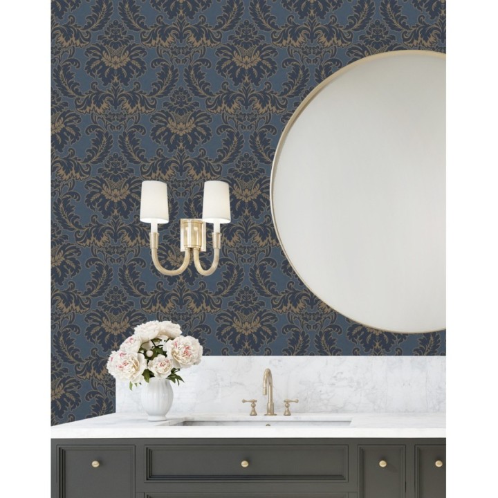 Papel pintado damasco moderno con ligero efecto metalizado - James Damask 681243