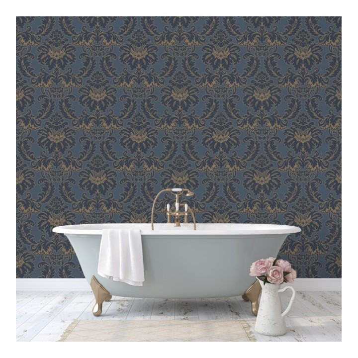 Papel pintado damasco moderno con ligero efecto metalizado - James Damask 681243