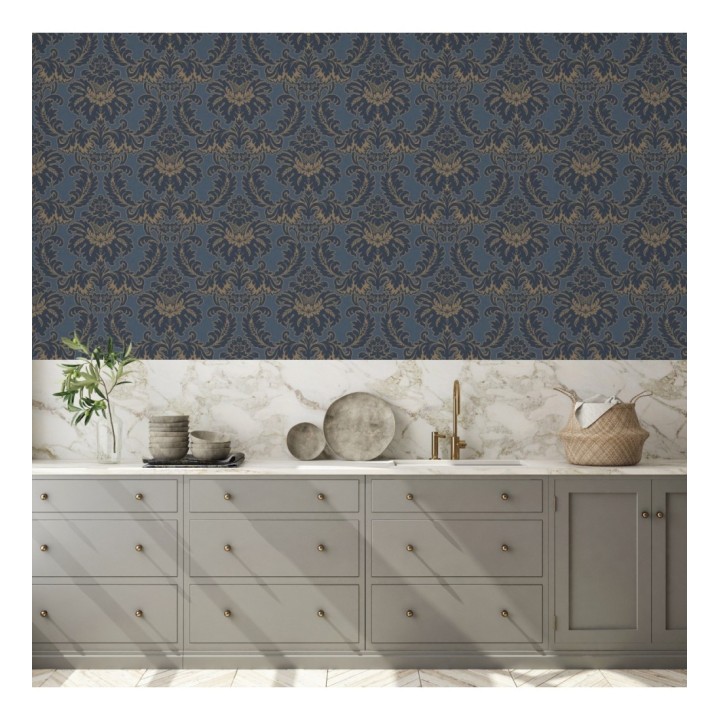 Papel pintado damasco moderno con ligero efecto metalizado - James Damask 681243