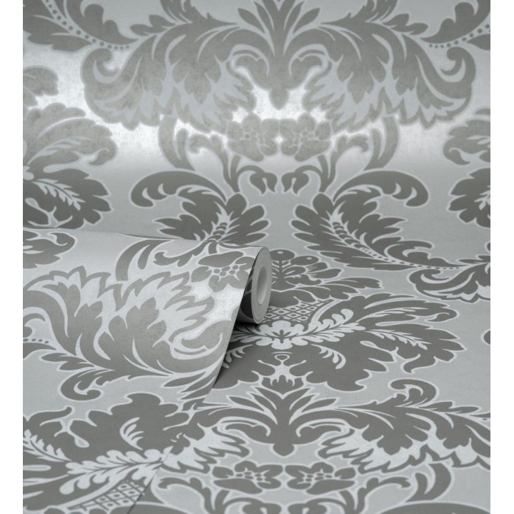 Papel pintado damasco moderno con ligero efecto metalizado - James Damask 681244