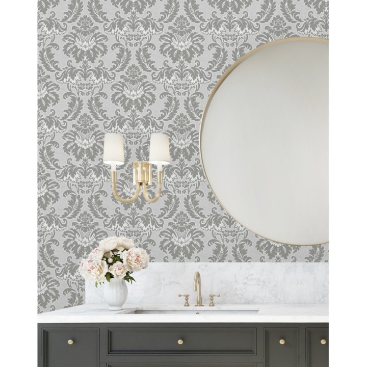 Papel pintado damasco moderno con ligero efecto metalizado - James Damask 681244