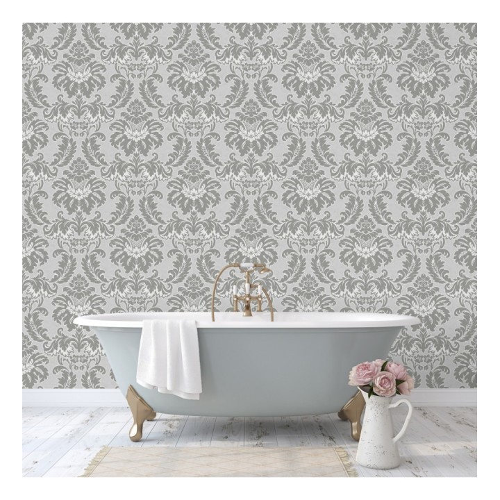 Papel pintado damasco moderno con ligero efecto metalizado - James Damask 681244