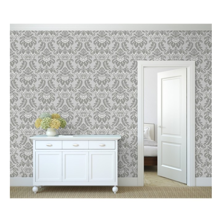 Papel pintado damasco moderno con ligero efecto metalizado - James Damask 681244