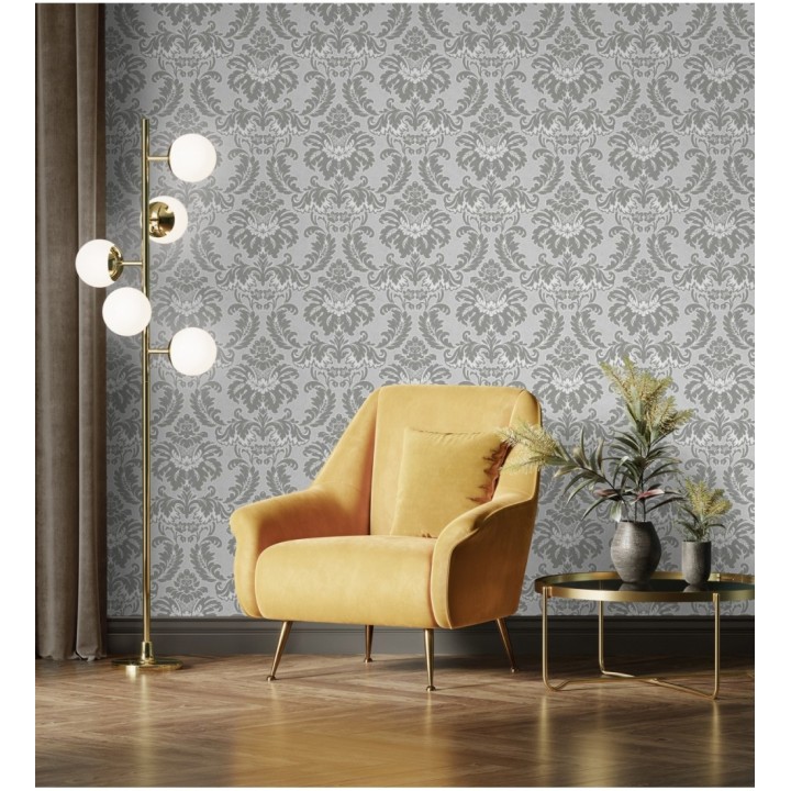 Papel pintado damasco moderno con ligero efecto metalizado - James Damask 681244