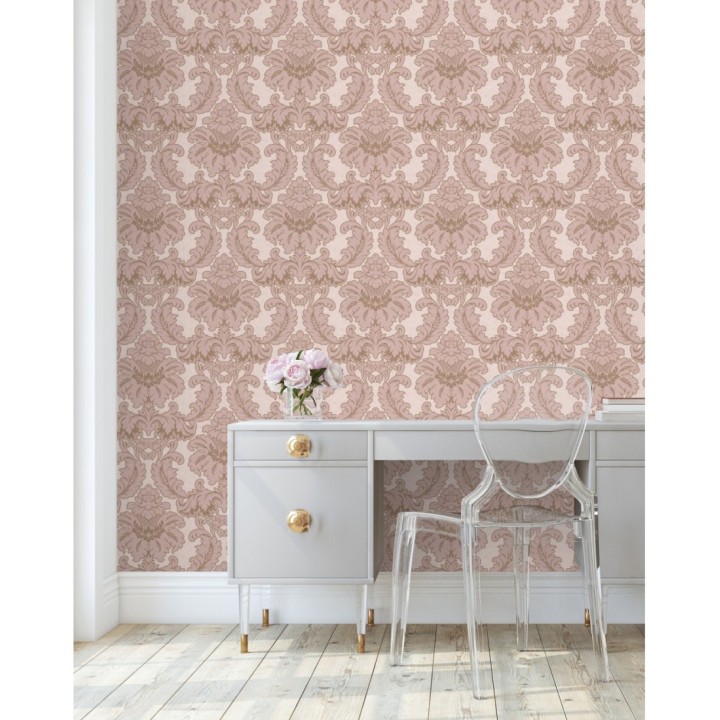 Papel pintado damasco moderno con ligero efecto metalizado - James Damask 681245