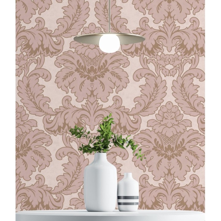 Papel pintado damasco moderno con ligero efecto metalizado - James Damask 681245