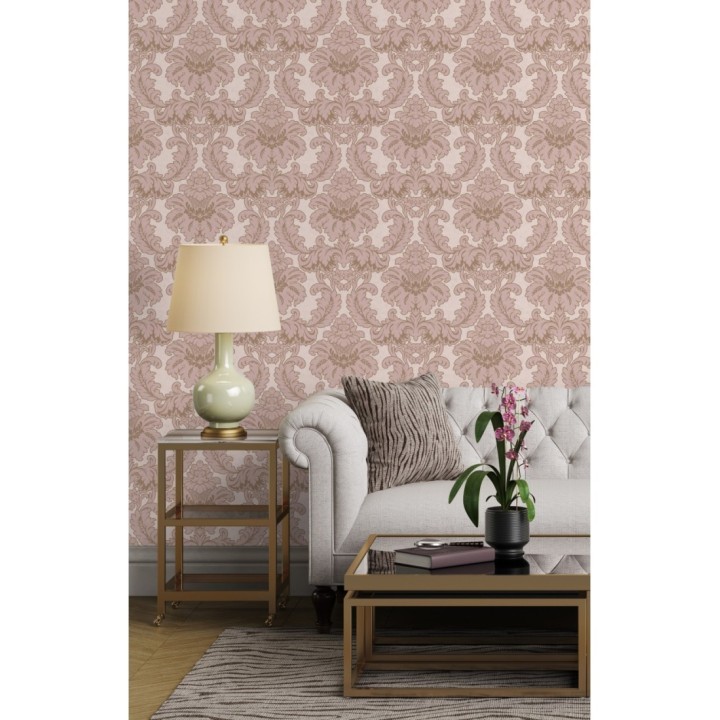Papel pintado damasco moderno con ligero efecto metalizado - James Damask 681245