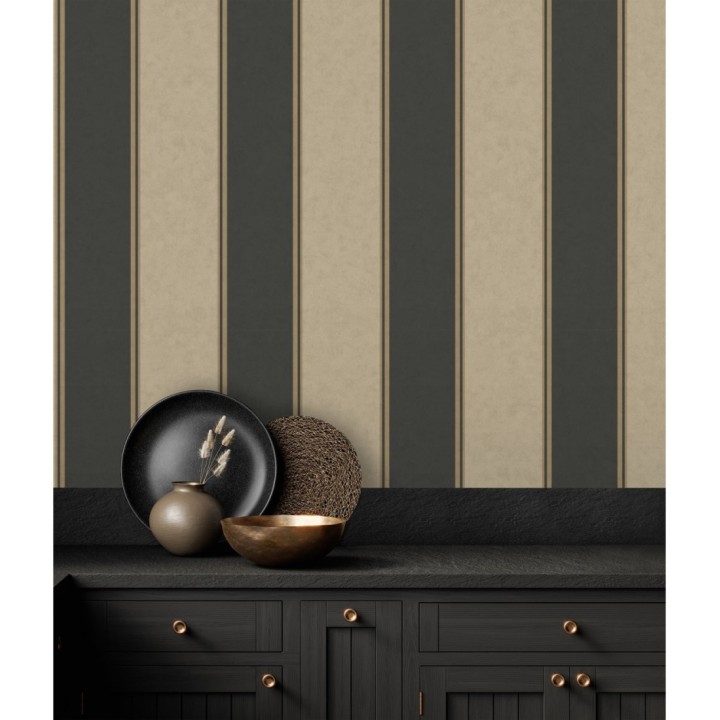 Papel pintado de rayas modernas con pequeños detalles metalizados - James Stripes 681246