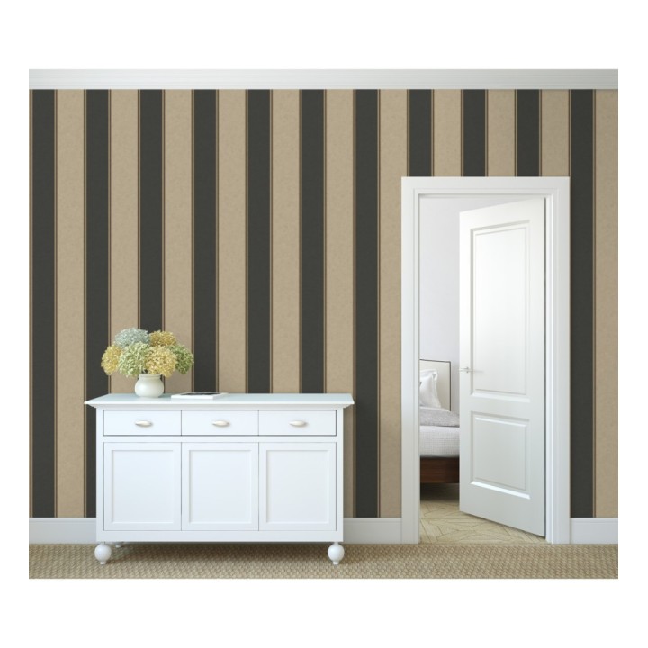 Papel pintado de rayas modernas con pequeños detalles metalizados - James Stripes 681246