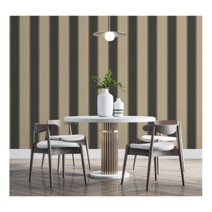 Papel pintado de rayas modernas con pequeños detalles metalizados - James Stripes 681246