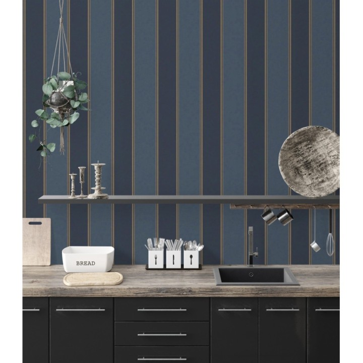Papel pintado de rayas modernas con pequeños detalles metalizados - James Stripes 681247