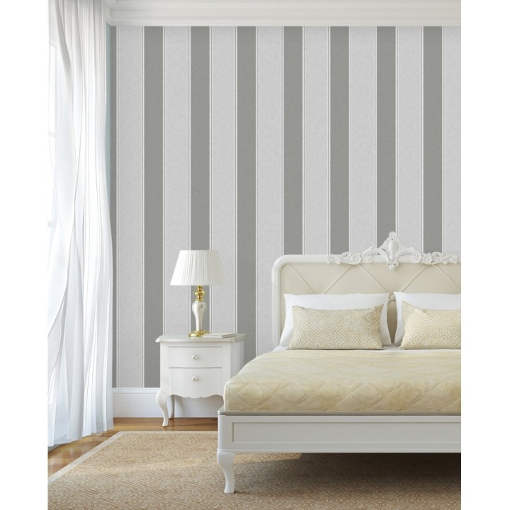 Papel pintado de rayas modernas con pequeños detalles metalizados - James Stripes 681248