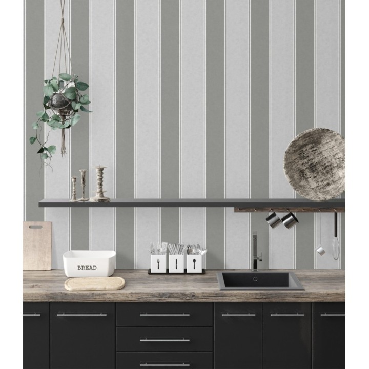 Papel pintado de rayas modernas con pequeños detalles metalizados - James Stripes 681248