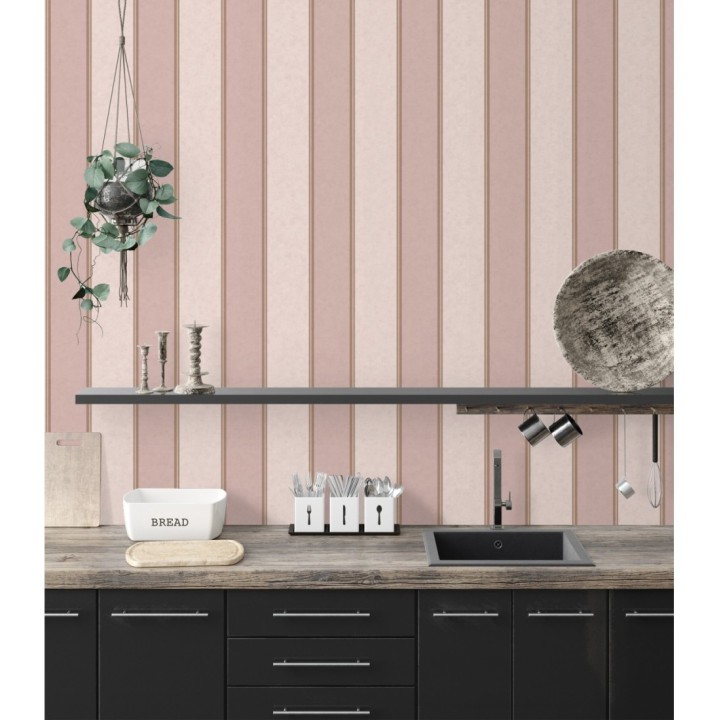 Papel pintado de rayas modernas con pequeños detalles metalizados - James Stripes 681249