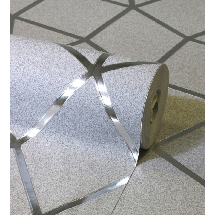 Papel pintado geométrico mate de líneas metalizadas estilo Art Decó  - Tallis Reflection 681252