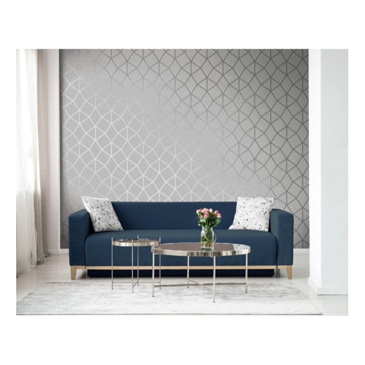 Papel pintado geométrico mate de líneas metalizadas estilo Art Decó  - Tallis Reflection 681252