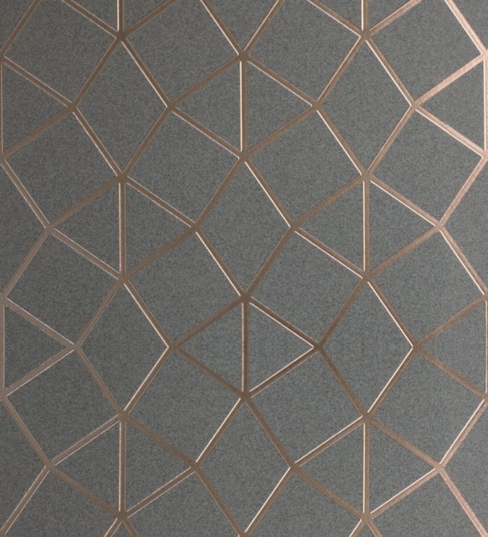 Papel pintado geométrico mate de líneas metalizadas estilo Art Decó  - Tallis Reflection 681253