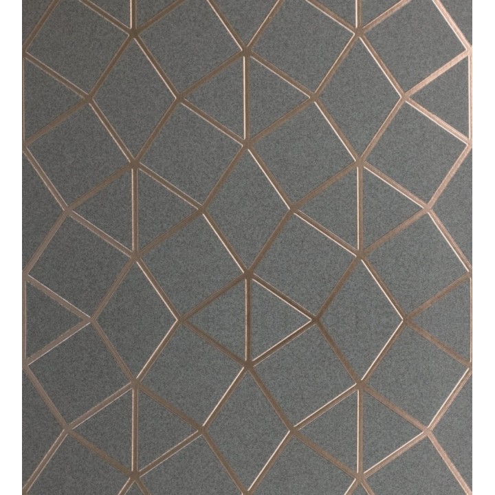 Papel pintado geométrico mate de líneas metalizadas estilo Art Decó  - Tallis Reflection 681253