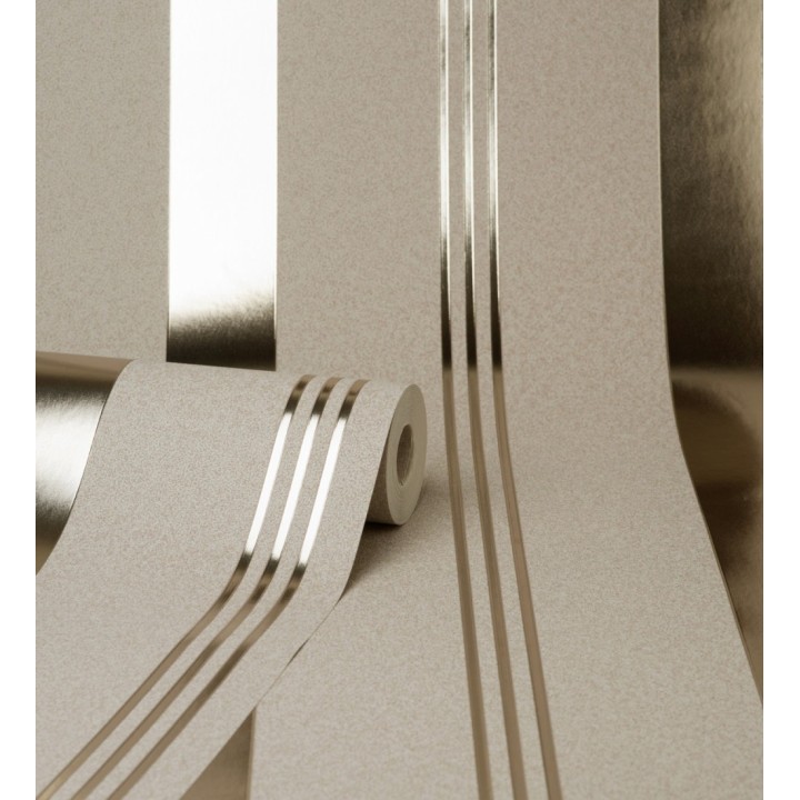 Papel pintado de rayas metalizadas sobre fondo mate estilo Art Decó - Mederic Stripes 681259