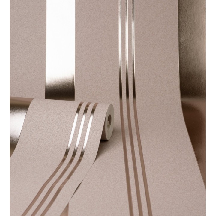 Papel pintado de rayas metalizadas sobre fondo mate estilo Art Decó - Mederic Stripes 681260