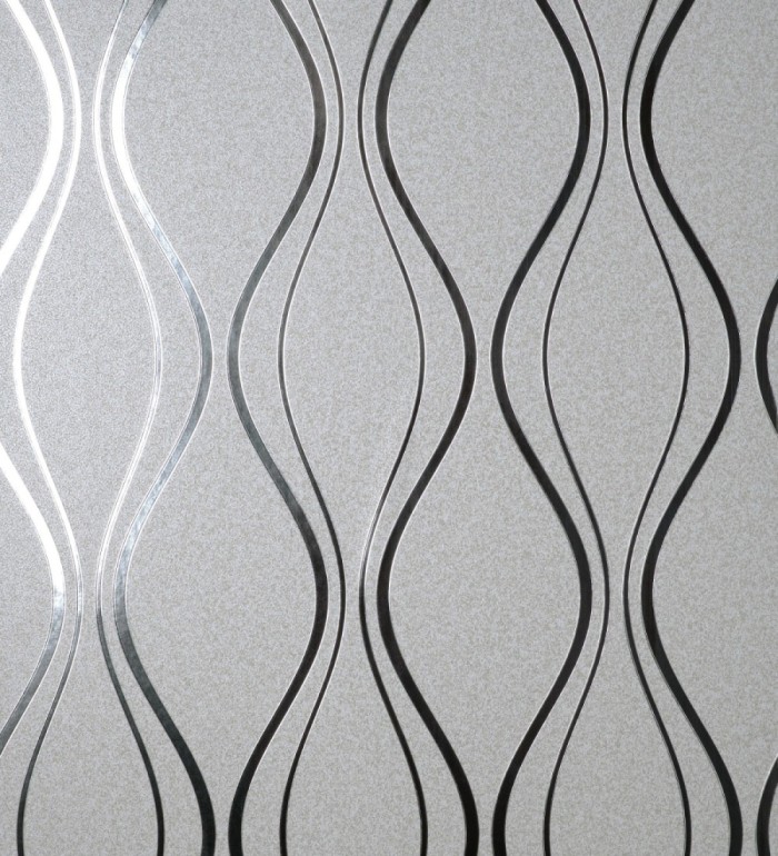 Papel pintado geométrico mate de curvas metalizadas estilo Art Decó - Chambovet 681261