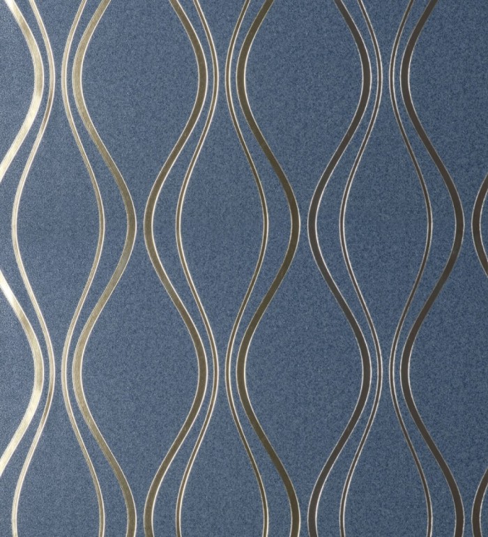 Papel pintado geométrico mate de curvas metalizadas estilo Art Decó - Chambovet 681262