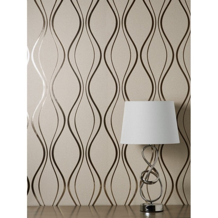 Papel pintado geométrico mate de curvas metalizadas estilo Art Decó - Chambovet 681263