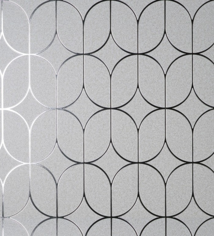 Papel pintado geométrico mate con dibujo metalizado estilo Art Decó - Brandon 681264