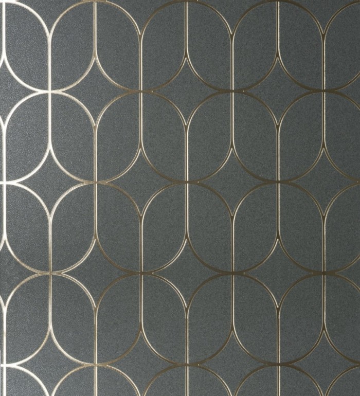 Papel pintado geométrico mate con dibujo metalizado estilo Art Decó - Brandon 681265