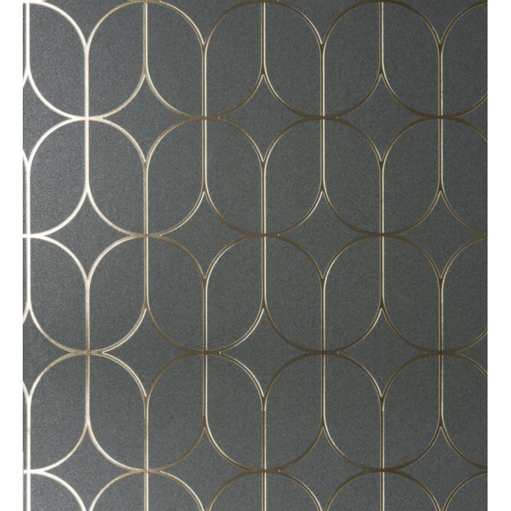 Papel pintado geométrico mate con dibujo metalizado estilo Art Decó - Brandon 681265