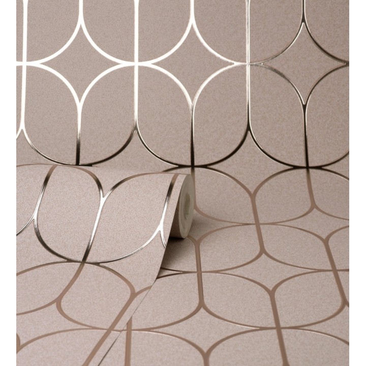 Papel pintado geométrico mate con dibujo metalizado estilo Art Decó - Brandon 681266