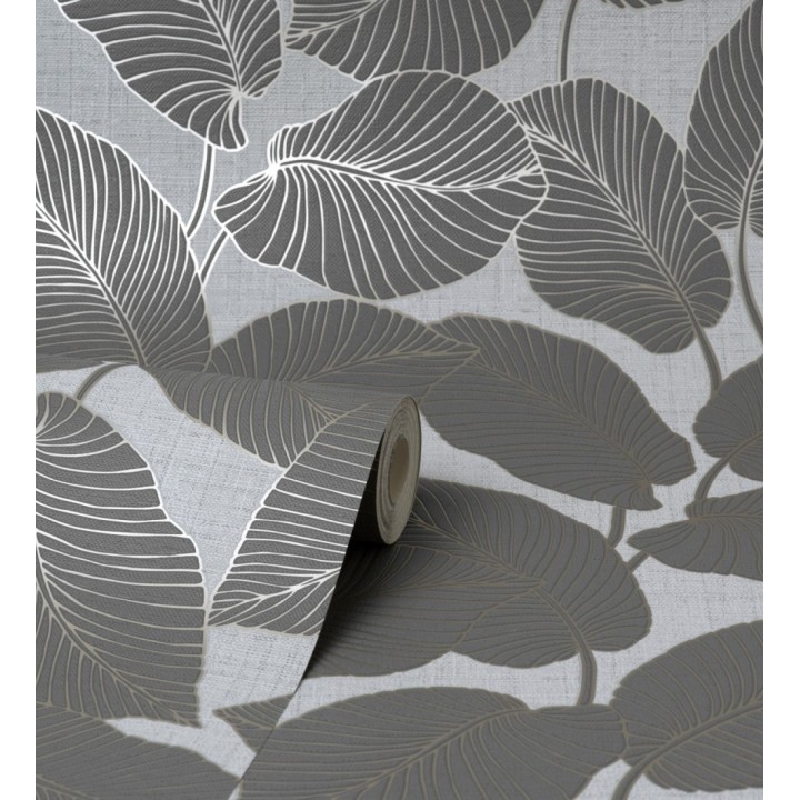 Papel pintado de hojas con silueta ligeramente metalizada - Begonia 681270