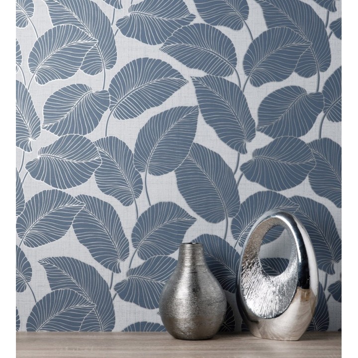 Papel pintado de hojas con silueta ligeramente metalizada - Begonia 681271