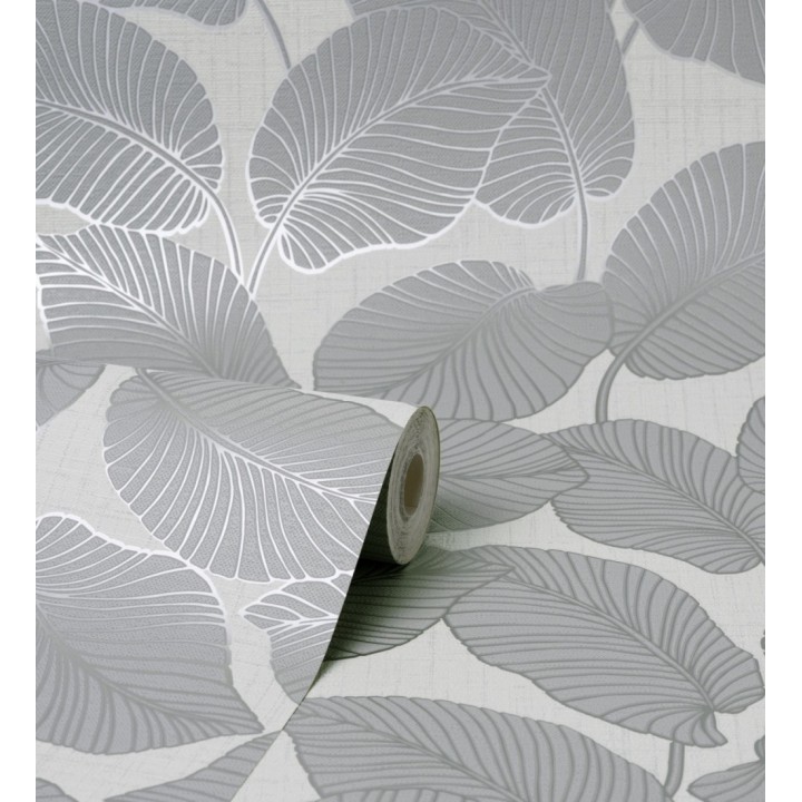 Papel pintado de hojas con silueta ligeramente metalizada - Begonia 681272