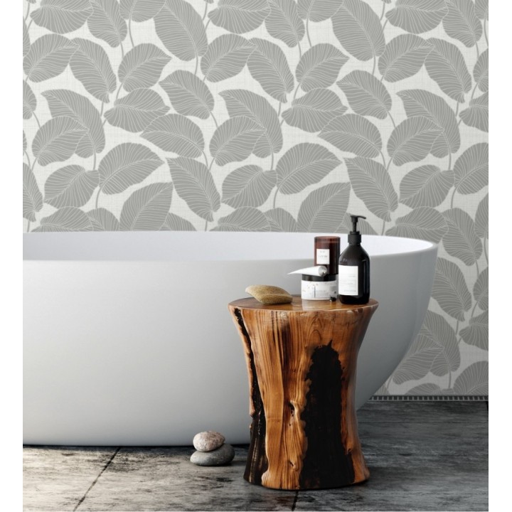 Papel pintado de hojas con silueta ligeramente metalizada - Begonia 681272