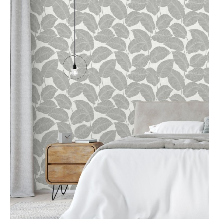 Papel pintado de hojas con silueta ligeramente metalizada - Begonia 681272