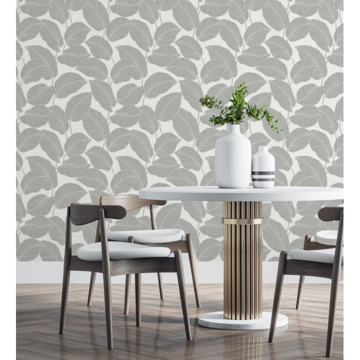 Papel pintado de hojas con silueta ligeramente metalizada - Begonia 681272