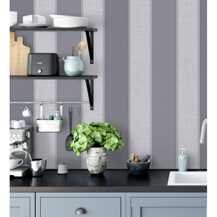 Papel pintado de rayas modernas con algunos toques ligeramente metalizados - Loren Stripes 681273