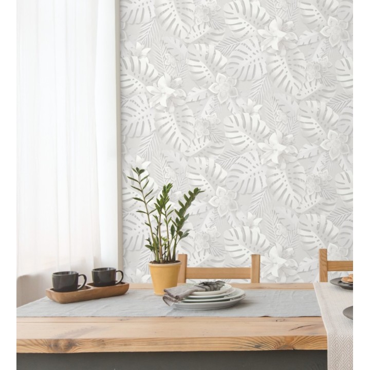 Papel pintado de hojas y flores tropicales - Tahiti Leaves 681278