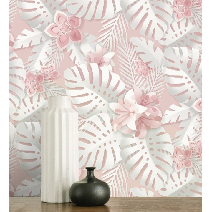 Papel pintado de hojas y flores tropicales - Tahiti Leaves 681279