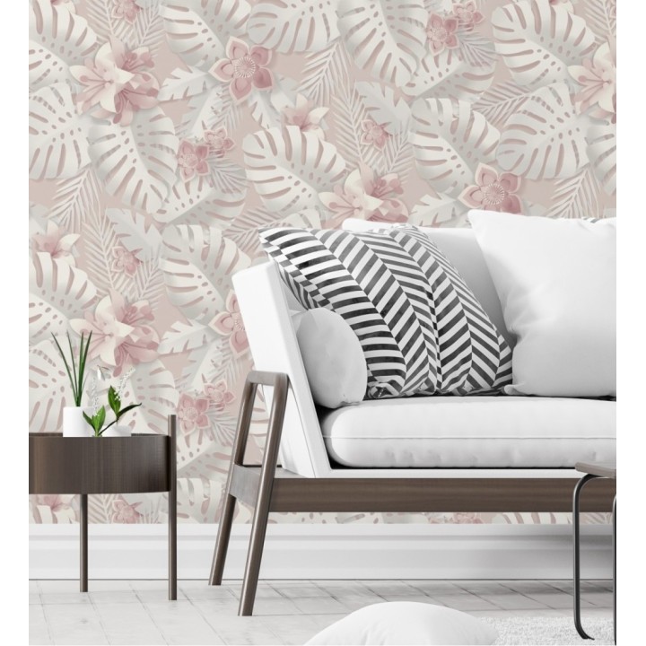 Papel pintado de hojas y flores tropicales - Tahiti Leaves 681279