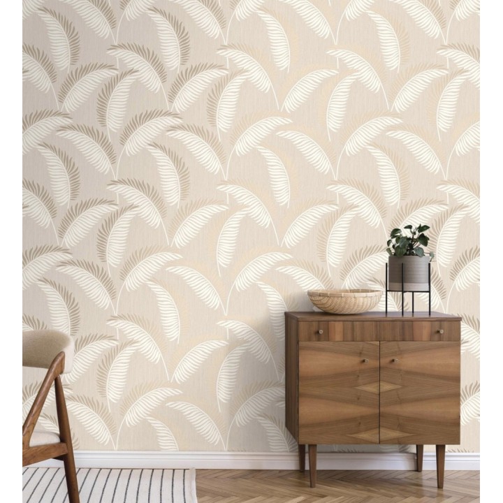 Papel pintado hojas tropicales con detalles metalizados estilo Art Decó - Alan Palmer 681287