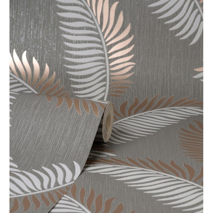 Papel pintado hojas tropicales con detalles metalizados estilo Art Decó - Alan Palmer 681288