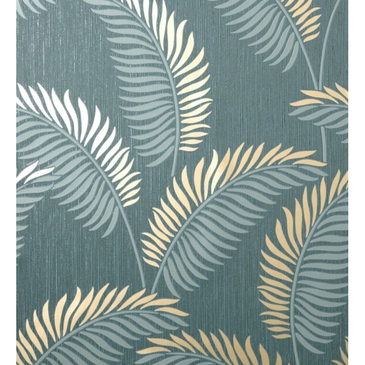 Papel pintado hojas tropicales con detalles metalizados estilo Art Decó - Alan Palmer 681289